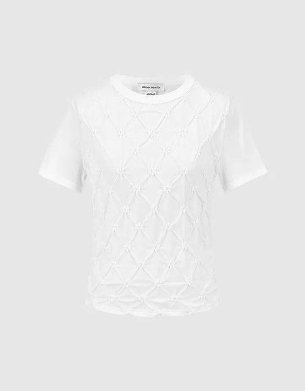 Embossed Crew Neck Skinny T-Shirt sold by Urban Revivo
