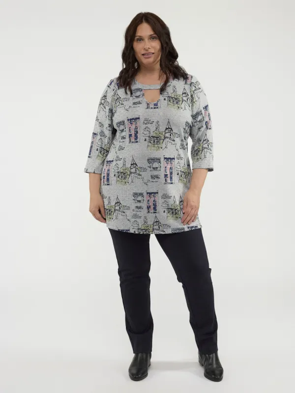3/4-sleeve semi-fitted tunic sold by Claire France