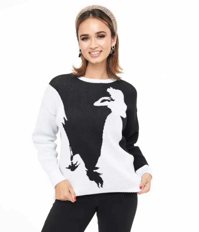 Disney Princess collection by Unique Vintage Black & White Maleficent Aurora Sweater sold by Unique Vintage