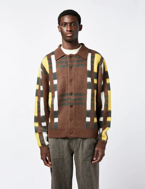 YMC Rat Pack Cardigan (Merino) - Multi Brown | Parallel