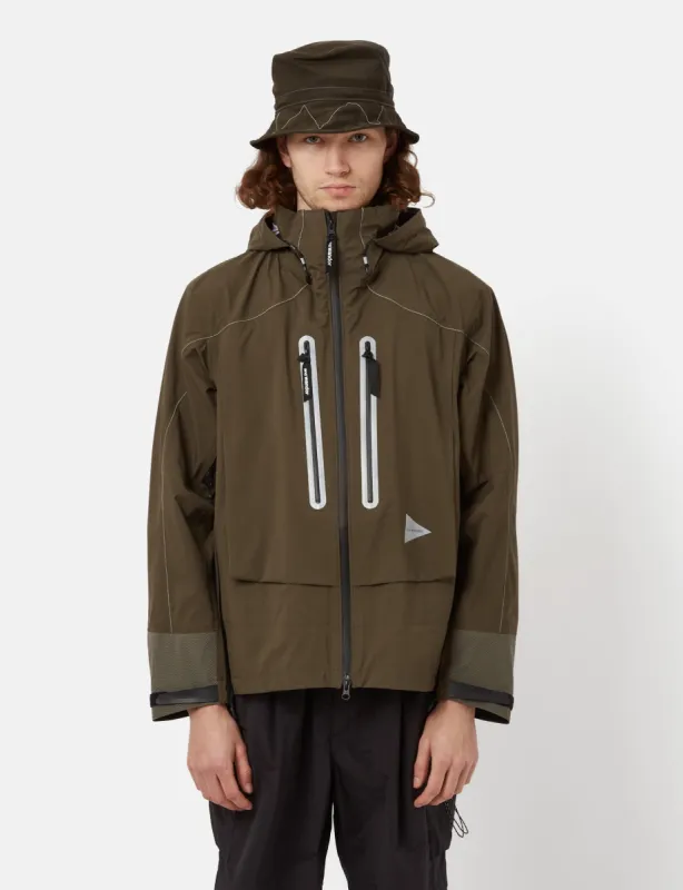 And Wander Pertex Shield Rain Jacket - Khaki Brown sold by Article London