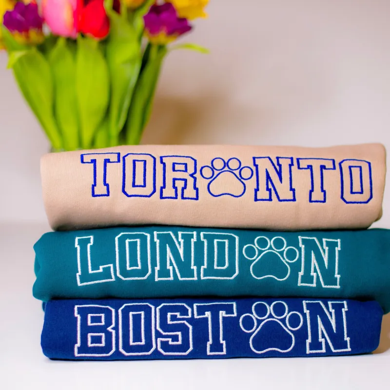 Embroidered City Paw - Men's Crew Neck Sweatshirt sold by Swaggles