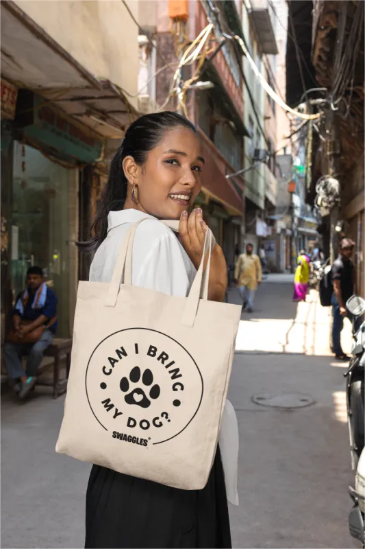 "Can I Bring My Dog" Organic Cotton Tote Bag sold by Swaggles