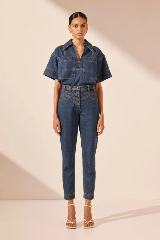 RITA TAPERED JEAN - LIGHT INDIGO sold by Shona Joy