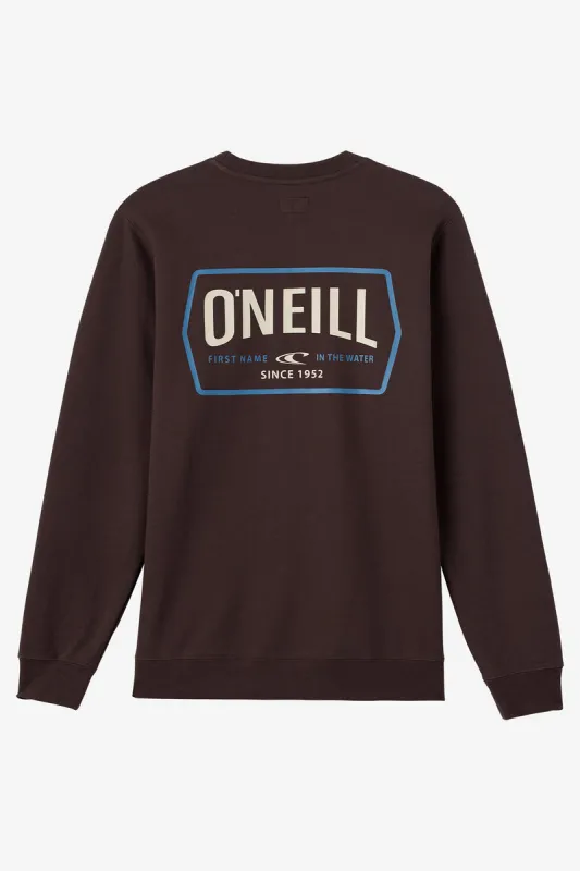 Oneill FIFTY TWO CREW NECK FLEECE - SEAL BROWN sold by Sun Diego Boardshops