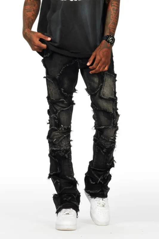 Arturo Dark Grey Stacked Flare Jean sold by Rockstar Original