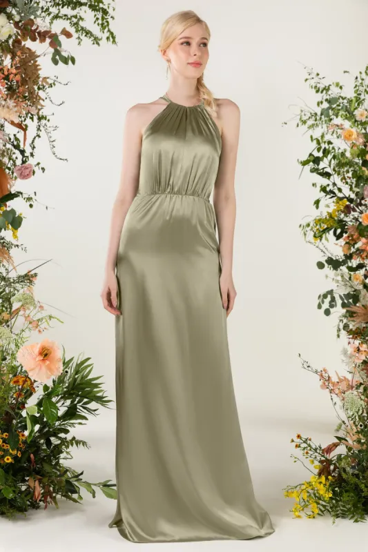 Sheath Sweep Luxe Satin Bridesmaid Dress Formal Dresses CB0501 sold by Cocomelody