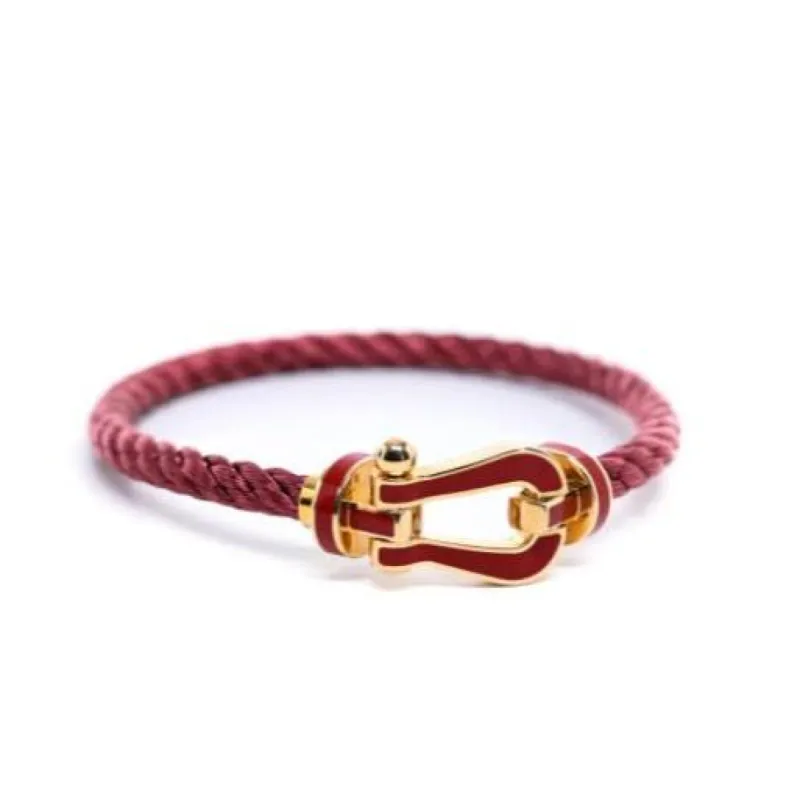 FRED - Bracelet Force 10 GM or jaune et cordon bordeaux sold by 58 Facettes