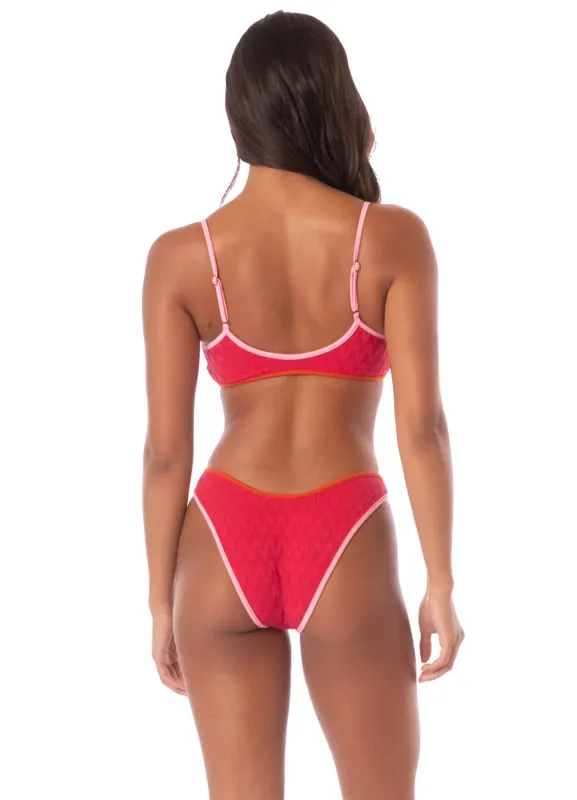 Maaji Apple Red Splendour Regular Rise Thin Side Bikini Bottom sold by Maaji