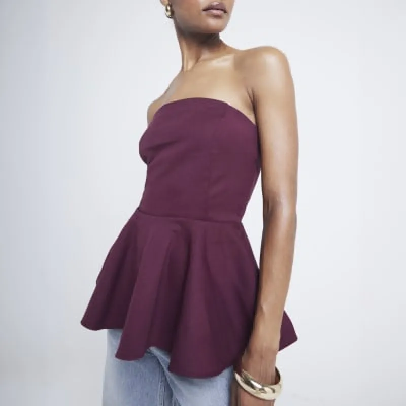 Purple bandeau peplum top sold by River Island