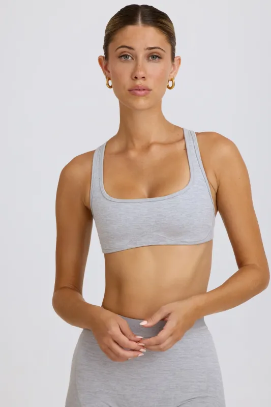 Soft Active Sports Bra in Grey Marl sold by Oh Polly