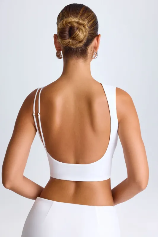 Draped Open-Back Tank Top in White sold by Oh Polly