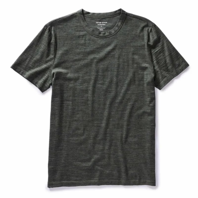 The Merino Tee in Heather Army sold by Taylor Stitch