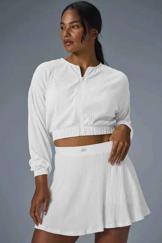 Cropped Micro Plisse Jacket - White sold by Alo Yoga