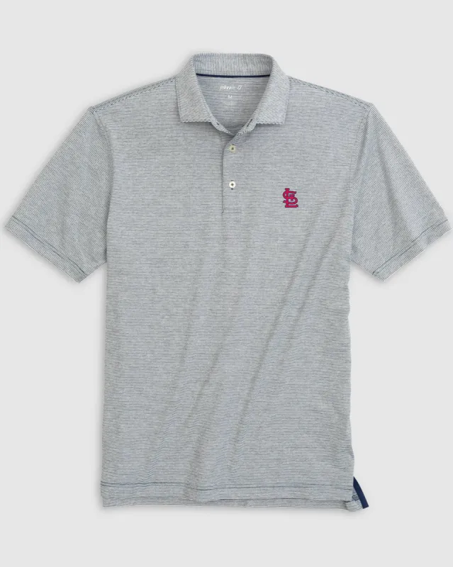 St. Louis Cardinals Lyndonn Striped Jersey Performance Polo sold by Johnnie-O