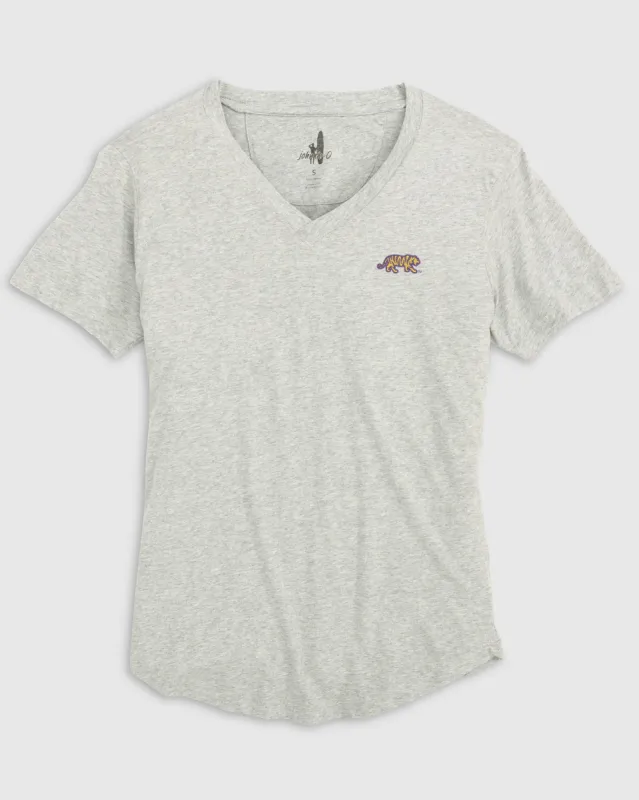 Women's Louisiana State Merediths V-Neck T-Shirt - Mike The Tiger Logo sold by Johnnie-O