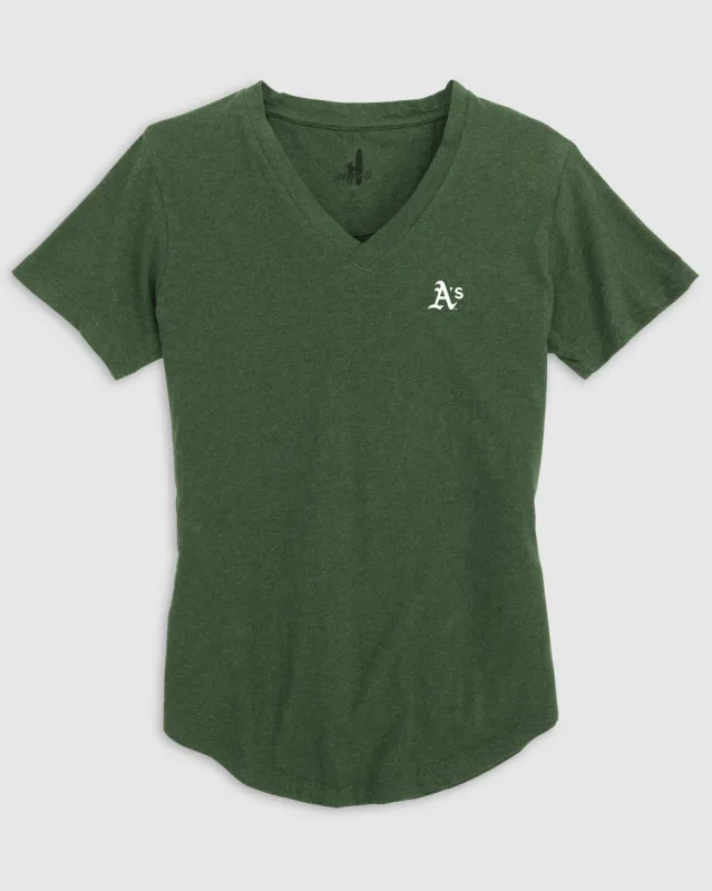 Women's Oakland Athletics Merediths V-Neck T-Shirt sold by Johnnie-O