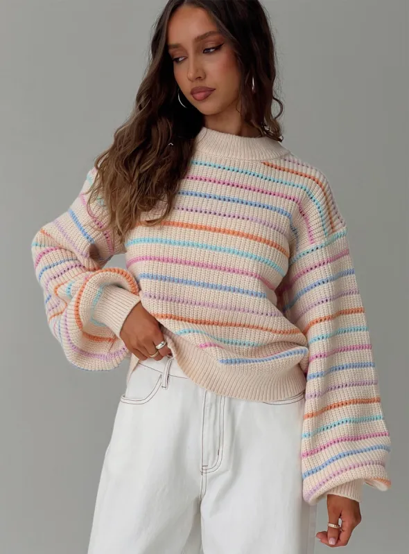 Harmony Balloon Sleeve Knit Sweater Multi sold by Princess Polly