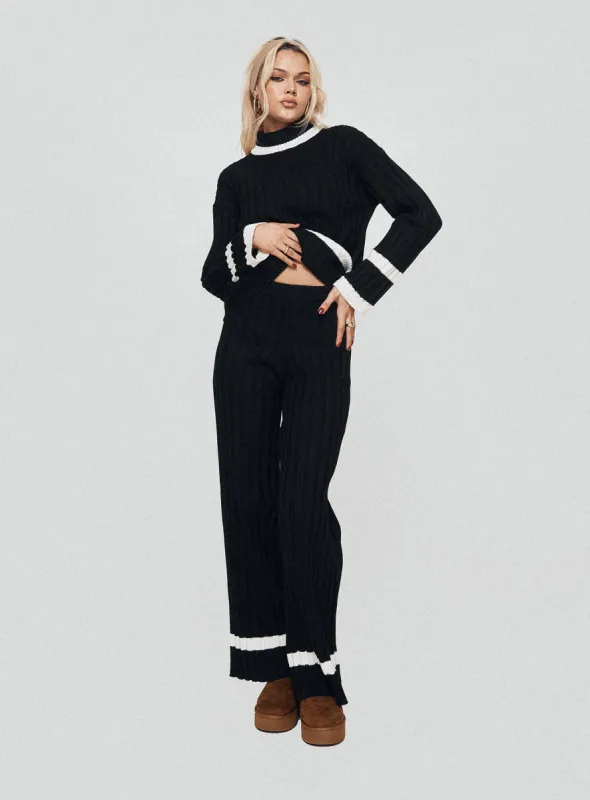 Montenegro Knit Pants Black / Cream sold by Princess Polly