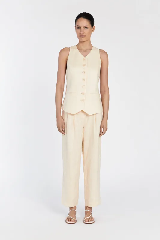 BILLY LEMON LINEN TAPERED PANT sold by Dissh