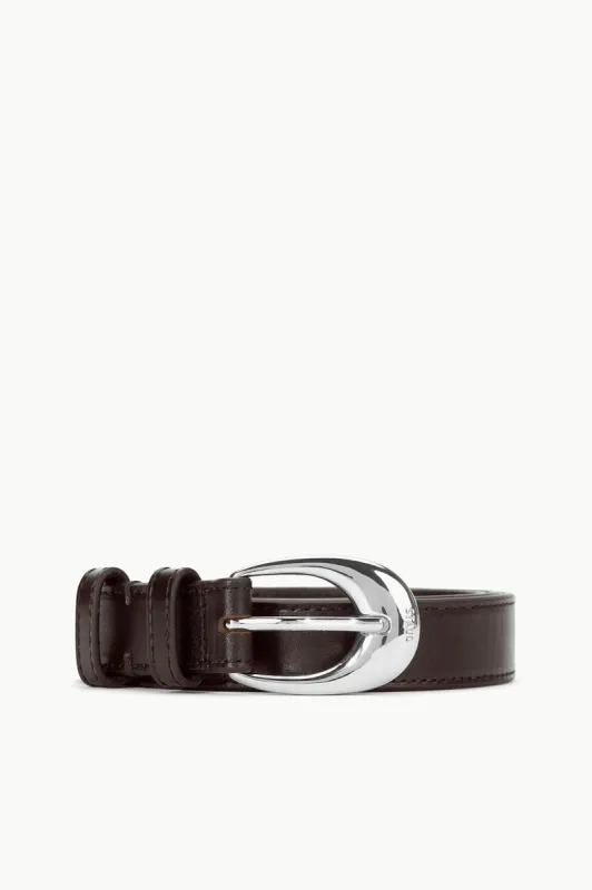 MOON BUCKLE BELT - 26MM | MAHOGANY SILVER sold by STAUD