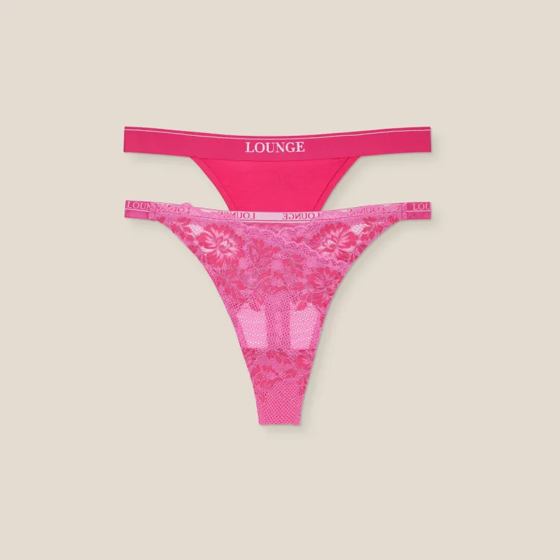 Limited Edition Luxe/Minimal Thong (2Pack) - Pink sold by Lounge Underwear
