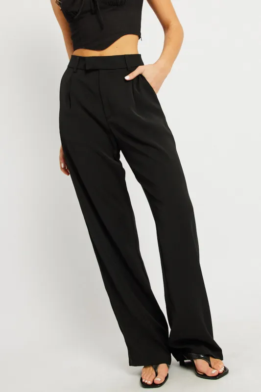 Black Wide Leg Pants Mid Rise sold by Ally Fashion