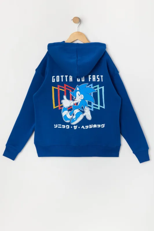 Haut à capuchon en molleton avec imprimé Sonic Go Fast Graphic Fleece Hoodiepour garçon sold by Urban Planet