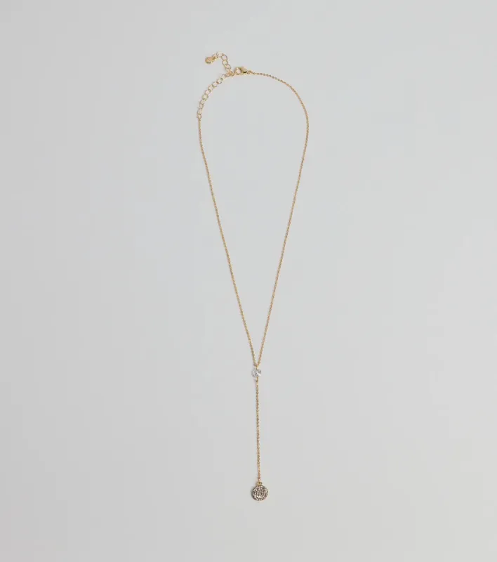 Dainty Glam Rhinestone Chain Lariat Necklace sold by Windsor