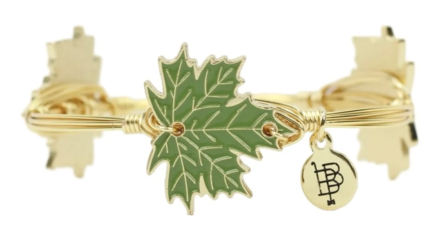 The Autumn Leaf Bangle Bracelet - Green sold by Bourbon and Bowties