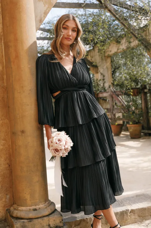 PIppa Long SLeeve Midi Dress - Black sold by Petal & Pup