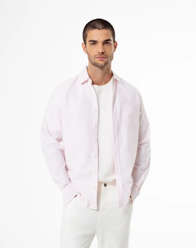Camisa slim fit manga larga rosada sold by Gef