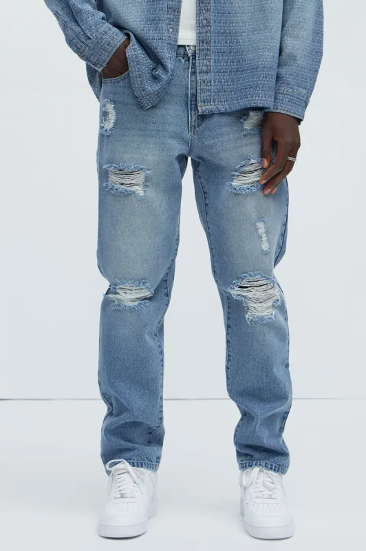 Peter Straight Distressed Jeans - Light Wash sold by Fashion Nova