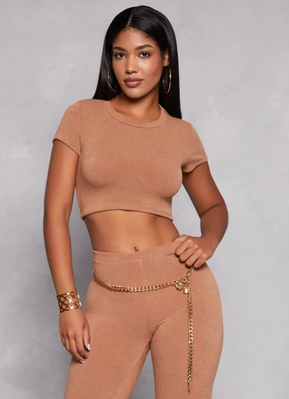 Crew Neck Short Sleeve Crop Top sold by Rainbow