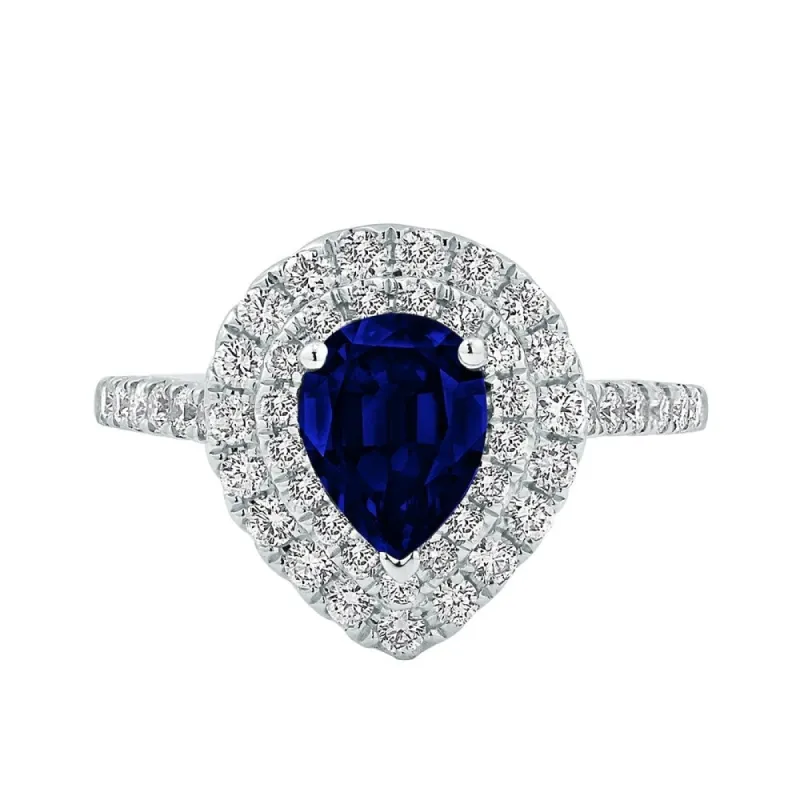 Auriya 1 1/2ct Pear-cut Blue Sapphire and 5/8ctw Diamond Engagement Ring 18K Gold sold by Zulily
