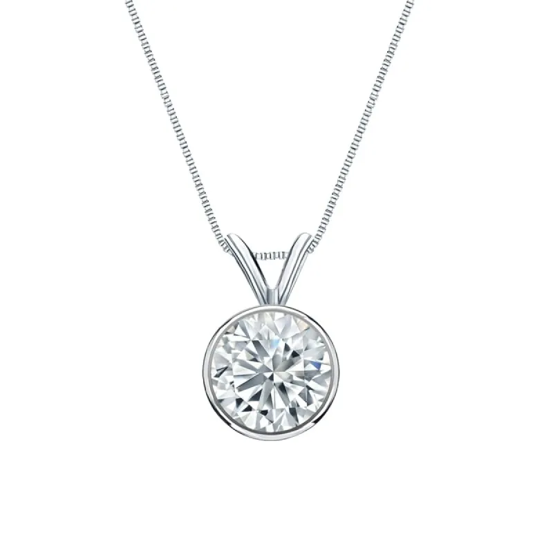Auriya 18-karat Gold 1.50ctw Round Solitaire Lab Grown Diamond Necklace Bezel (F-G VS) - 1.5 sold by Zulily