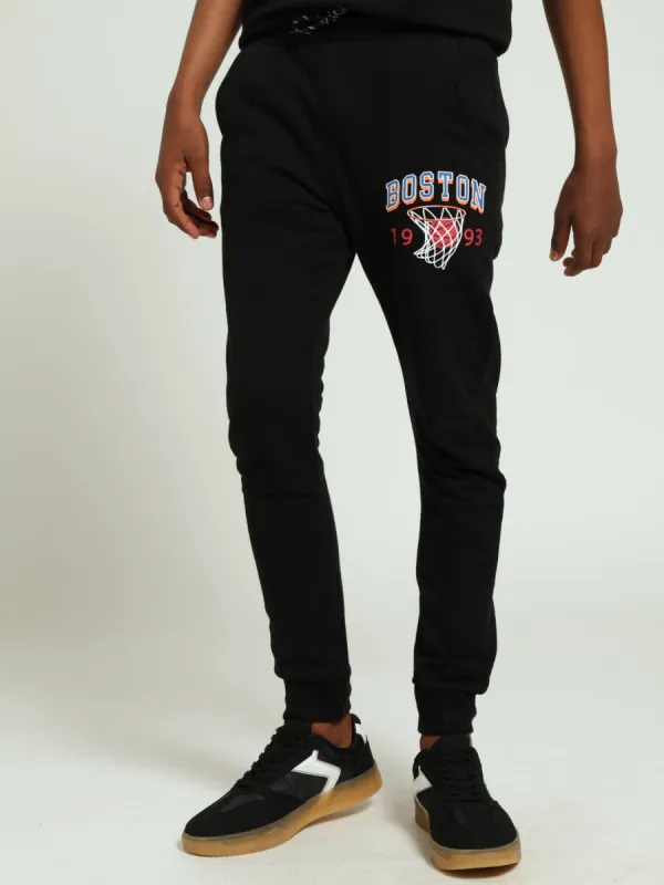 Boys Basket Ball Fleece Pants - Black sold by Edgars