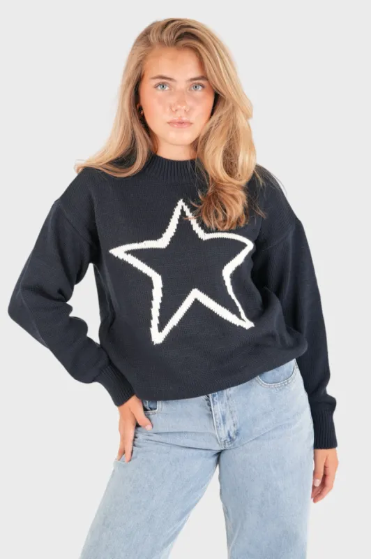 "Stargaze" sweater navy sold by Meet Me There