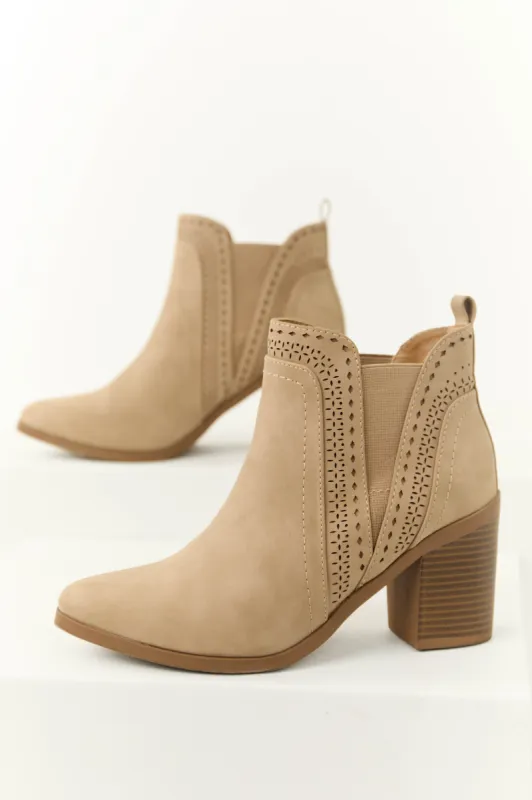 Latte Block Square Heel Ankle Booties sold by Lime Lush