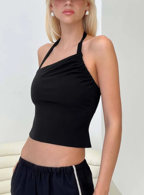 Glint Asymmetrical Top Black sold by Princess Polly