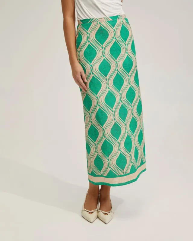 Grechen Linen Blend Printed Skirt sold by Oxford Shop