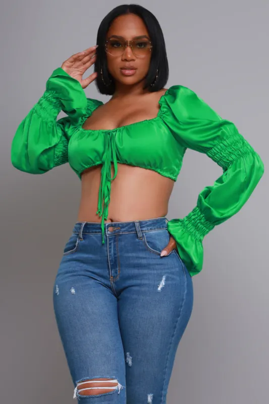 Sweet Fantasy Long Sleeve Crop Top - Green sold by Swankaposh