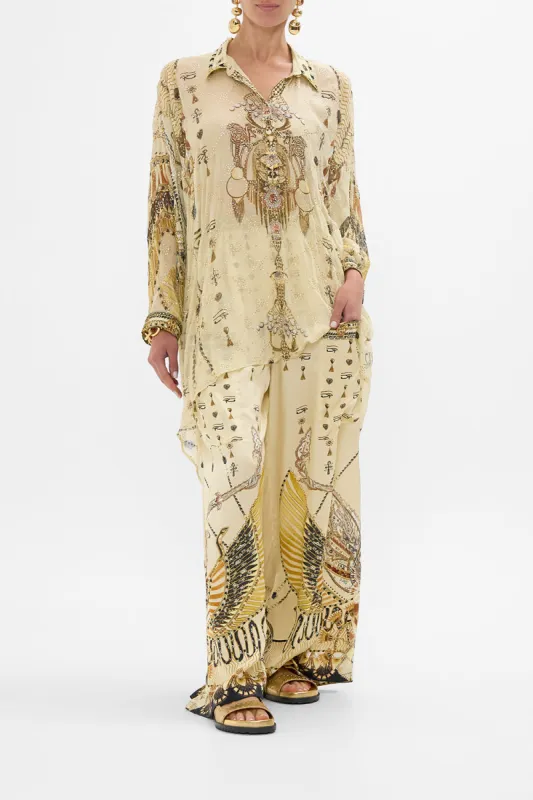 BADLA EMBELLISHED BUTTON UP DRAPED BACK TOP GATEWAY TO THE AFTERLIFE sold by Camilla