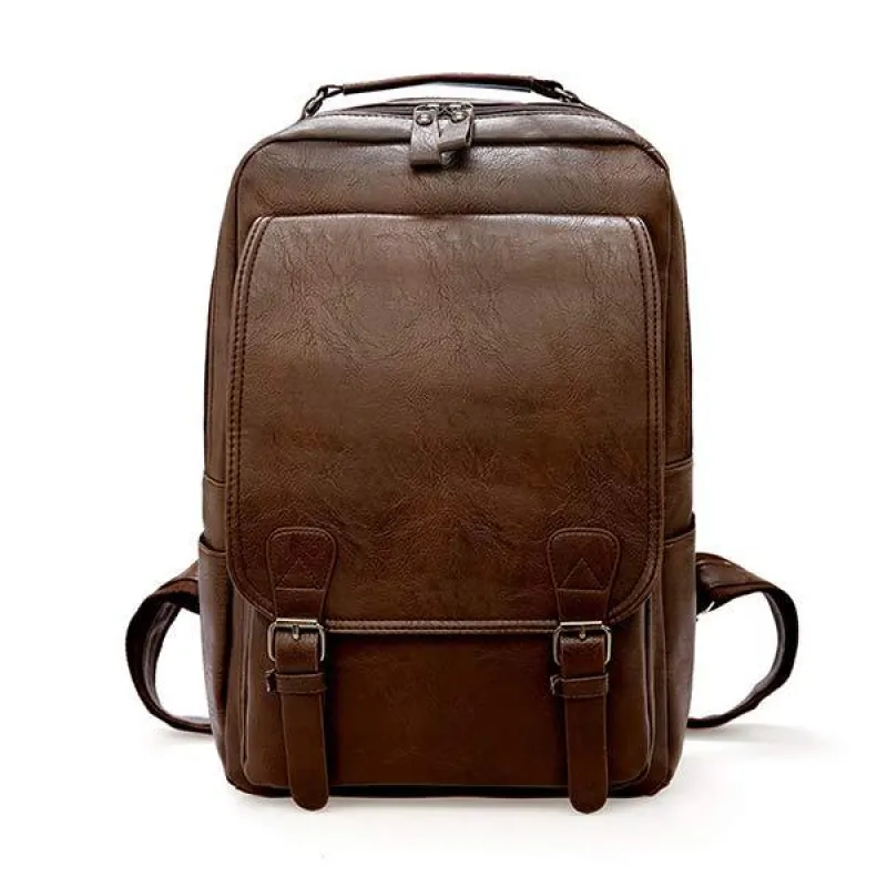 VINTAGE BUSINESS ZIP FLAP LEATHER BACKPACK sold by Manly