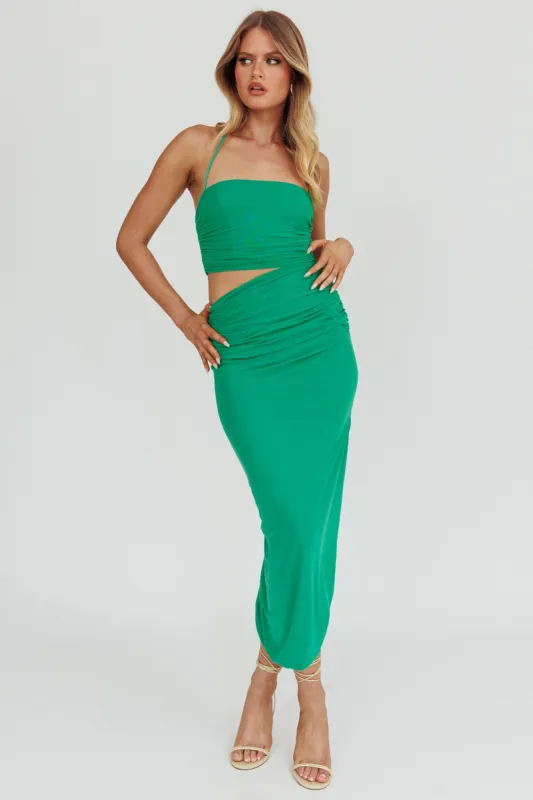 Somebody Cut-Out Halter Neck Midi Dress Green sold by Selfie Leslie