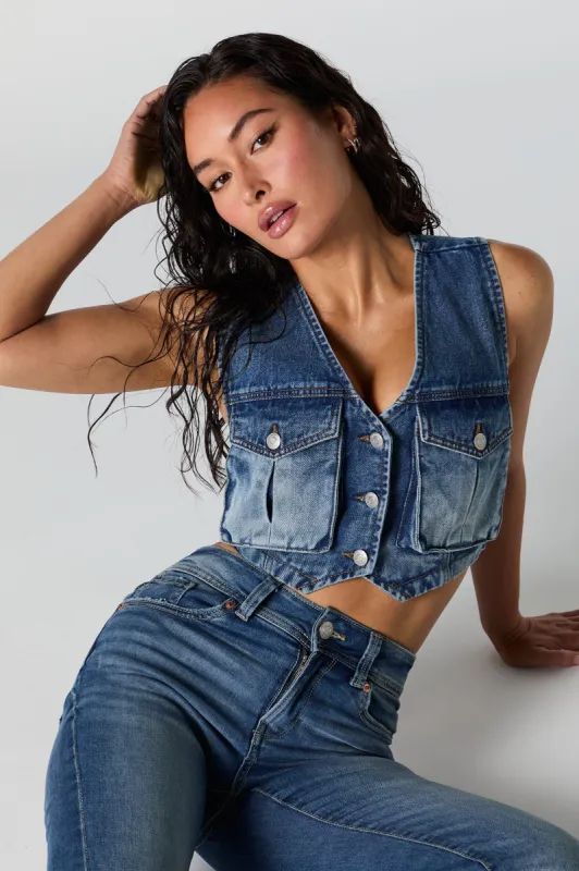 Denim Cargo Vest sold by Charlotte Russe