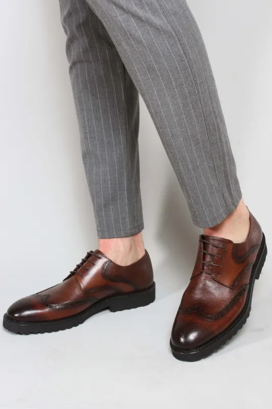 Men's Brown Leather Brogue Dress Shoes - Wessi sold by Wessi