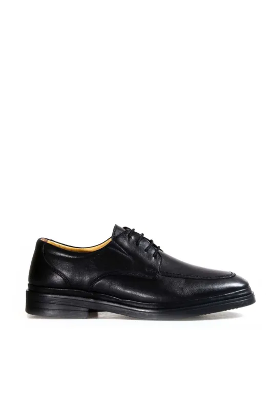 Men's Black Leather Derby Shoes with Moc Toe Stitching - Wessi sold by Wessi