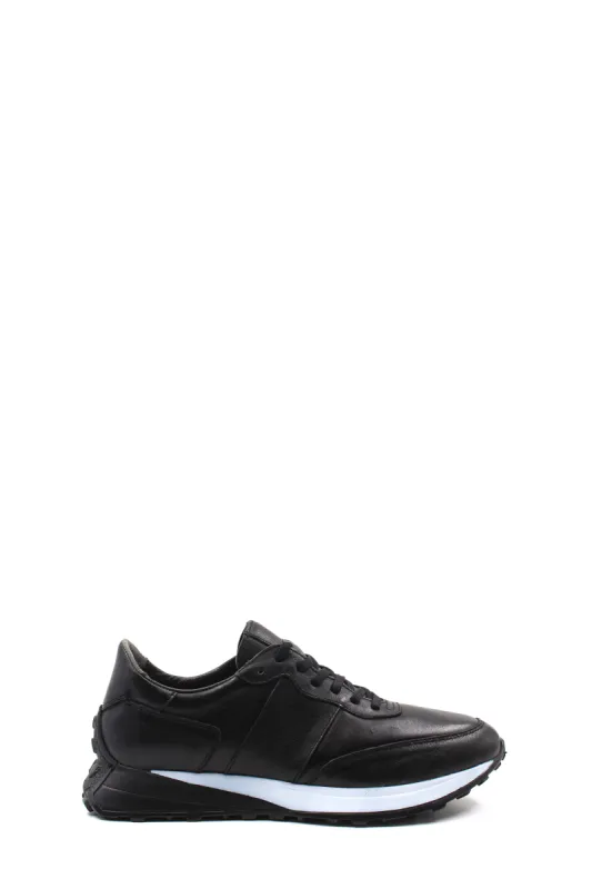 Men's Black Leather Sneakers with Cushioned Sole - Wessi sold by Wessi