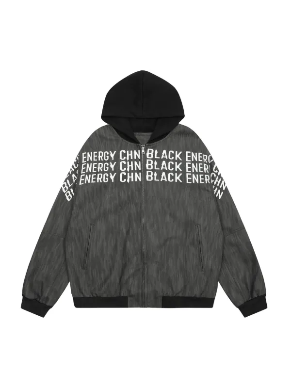Patchwork Print Zip Up Hooded Jacket sold by Thesupermade